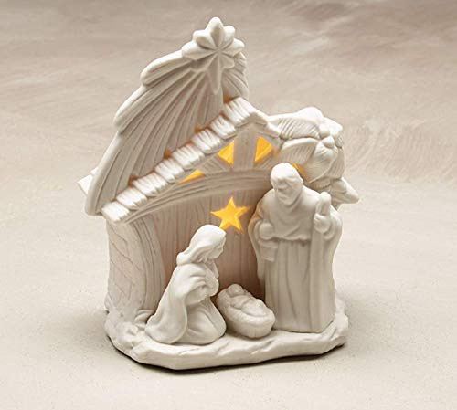 Burton and Burton Holy Family Lighted Creche Matte White