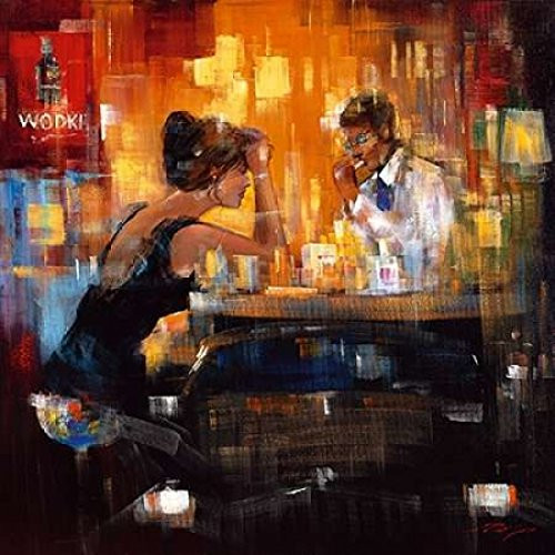 Posterazzi Bar Scene I Poster Print by Madjid, (12 x 12)