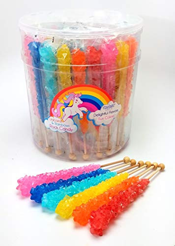 Unicorn Rock Candy Sticks  36 Individually Wrapped Rock Candy on a Stick  Includes  How to Build a Candy Buffet Table  Guide