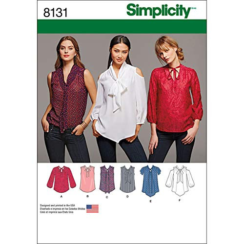 Simplicity Creative Patterns 8131 Misses' Bow Blouses with Sleeve Variations, R5 (14-16-18-20-22)