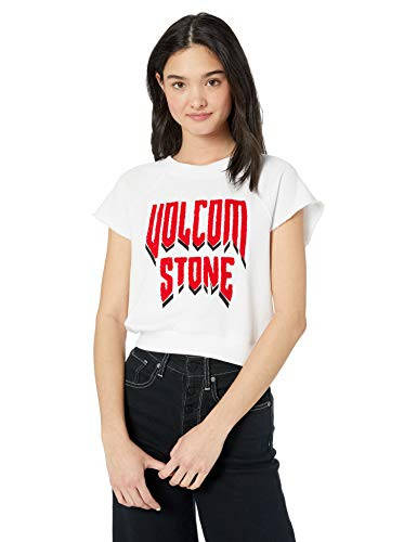 Volcom Junior s Women s Drama Shift Cropped Crew Neck Fleece White Large