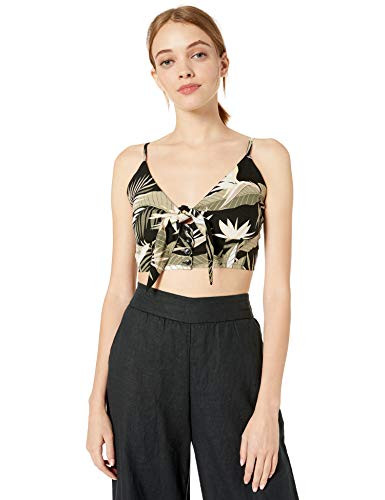Volcom Junior s Women s Gen Wow All Over Print Cropped Cami Black Large