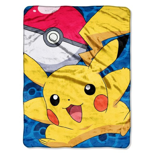 Pokémon, "Go Pikachu" Micro Raschel Throw Blanket, 46" x 60", Multi Color