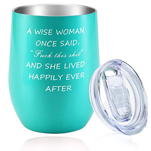 12 oz Wine Tumbler Wine Cup Vacuum Insulated Coffee Mug Stainless Steel Stemless Wine Glass with Lid 2020 Funny Best Christmas Birthday Giftsfor Mom Women