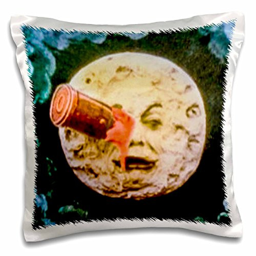3D Rose A Trip to The Moon Vintage Georges Melies Retro Hand Colored Awesome Pillow Case 16  x 16
