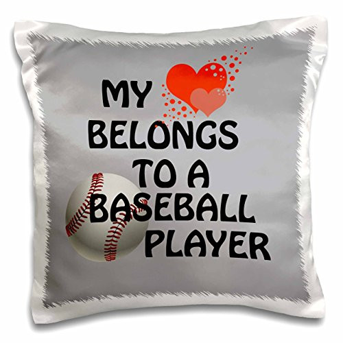 3D Rose My Heart Belongs to a Baseball Player Love Relationship Popular Saying Pillow Case 16  x 16
