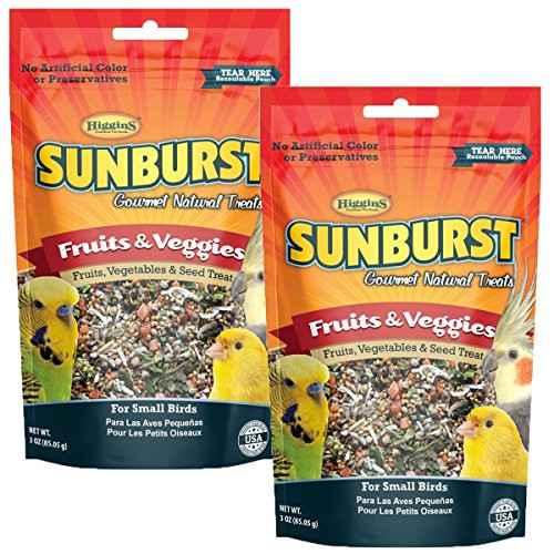 Higgins Sunburst Fruits  Veggies Gourmet Treats for Small Birds 2 Pack