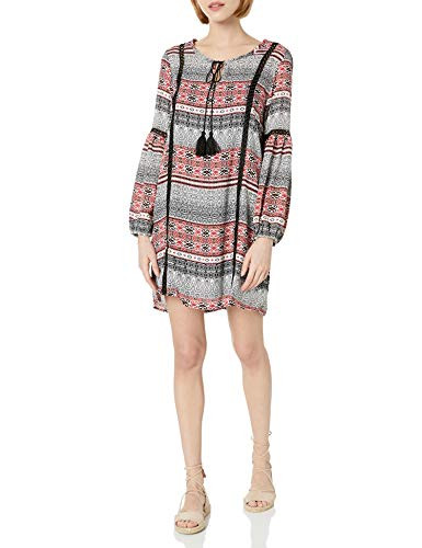 Jack by BB Dakota Junior s Colbie tapastry Stripe Dress with Contrast Tape Trim Off White Large