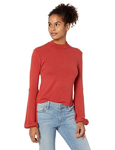 Jack by BB Dakota Junior s Going Places Sweater Knit Mock Neck Top Burnt Orange Large