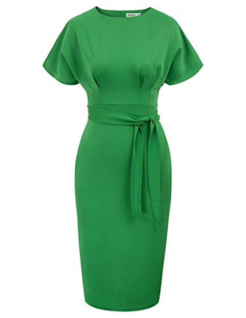 JASAMBAC Women Pencil Dresses for Special Occasions Cocktail Wedding Party Bodycon Dresses Green S