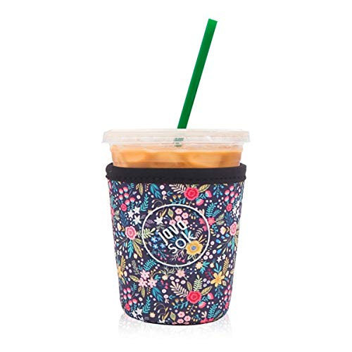 Java Sok Reusable Iced Coffee Cup Insulator Sleeve for Cold Beverages and Neoprene Holder for Starbucks Coffee McDonalds Dunkin Donuts More English Garden Picnic 1620oz Small
