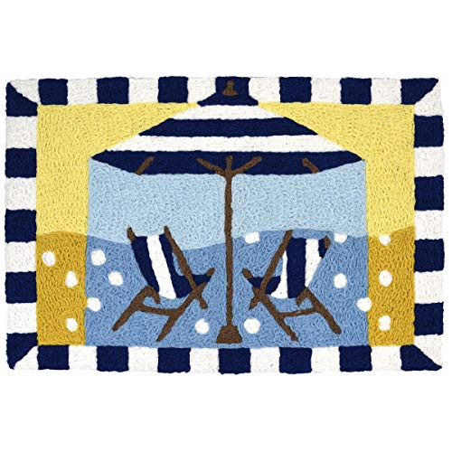 Jellybean Striped Beach Umbrella  Chairs Indoor/Outdoor Machine Washable 20  x 30  Accent Rug