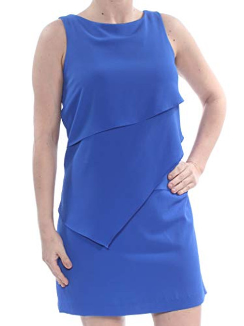 Jessica Howard Womens Plus Tiered Sleeveless Shift Dress Blue 22W