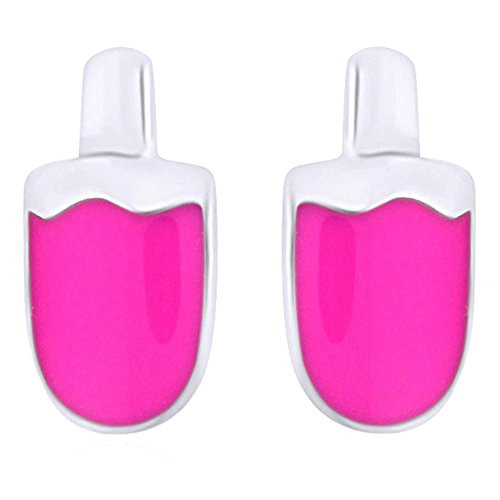 AFFY Jewelry Candy Ice Cream Pink Enamel Stud Earrings in 925 Sterling Silver AFFY Jewelry Candy Ice Cream Pink Enamel Stud Earrings in 925 Sterling Silver