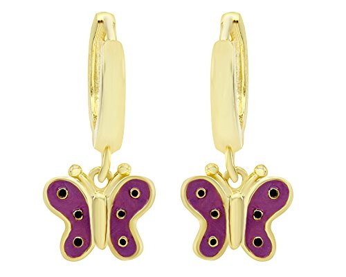 AFFY Jewelry Spotted Butterfly Dangle Hoop Earrings in 925 Sterling Silver AFFY Jewelry Spotted Butterfly Dangle Hoop Earrings in 925 Sterling Silver