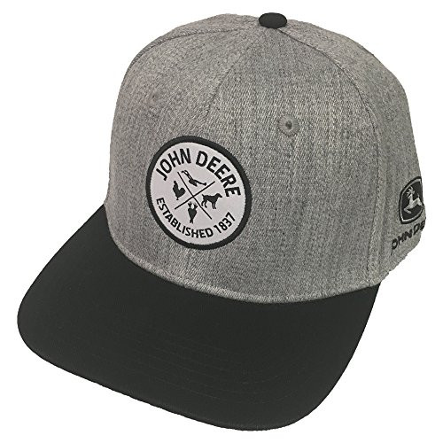 John Deere Brand Grey High Profile w/Suiting Fabric Snapback Hat 13080465BK Grey John Deere Brand Grey High Profile w/Suiting Fabric Snapback Hat 13080465BK Grey