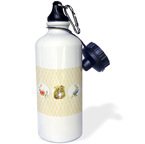 3dRose wb_99146_1 "Peter Rabbit and Friends-Stories-Vintage Art" Sports Water Bottle, 21 oz, White
