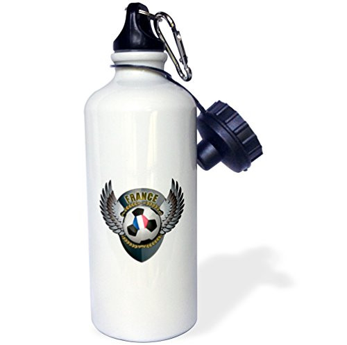 3dRose wb_158036_1 "France soccer ball with crest team football French" Sports Water Bottle, 21 oz, White 3dRose wb_158036_1 "France soccer ball with crest team football French" Sports Water Bottle, 21 oz, White