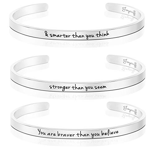 Inspirational Bracelets Mantra Message Cuff Bangle Set of 3 You are braver than you Believe Stronger than you seem Smarter than you think Inspirational Bracelets Mantra Message Cuff Bangle Set of 3 You are braver than you Believe Stronger than you seem Smarter than you think