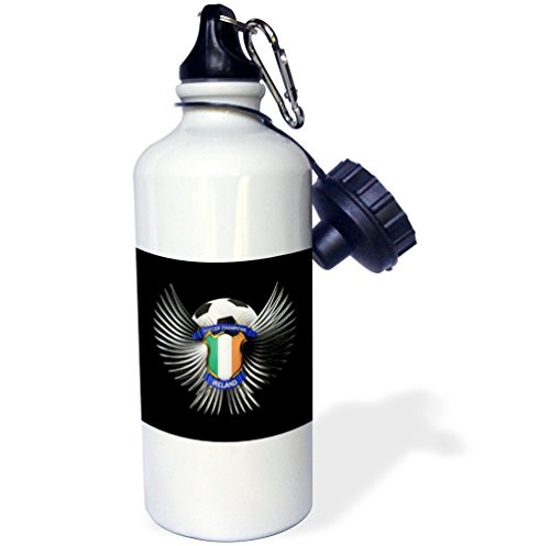 3dRose wb_159470_1 "Ireland soccer ball with crest team football Irish" Sports Water Bottle, 21 oz, White 3dRose wb_159470_1 "Ireland soccer ball with crest team football Irish" Sports Water Bottle, 21 oz, White