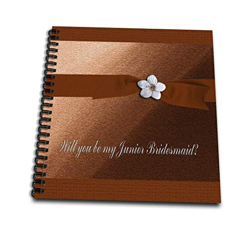 3dRose db434292 Junior Bridesmaid Request Autumn Orange Ribbon with Flower on Peach  Memory Book 12 by 12