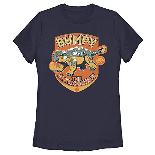 Jurassic World Junior s Camp Cretaceous Bumpy Badge Missy Crew Tee Navy Blue Large