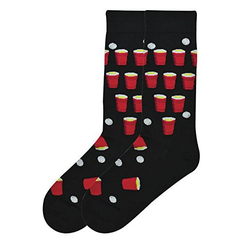 K  Bell Men s Classics Novelty Crew Socks Beer Pong Black Shoe Size 612