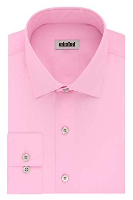 Kenneth Cole Unlisted Men s Dress Shirt Regular Fit Solid  Pink 16 16 5  Neck 32 33  Sleeve