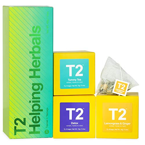 T2 Tea  Helping Herbals Teabag Tea Assortment Gift Pack 3 X 8 Teabags Tummy Tea Detox and Lemongrass  Ginger 3 Count Pack of 1