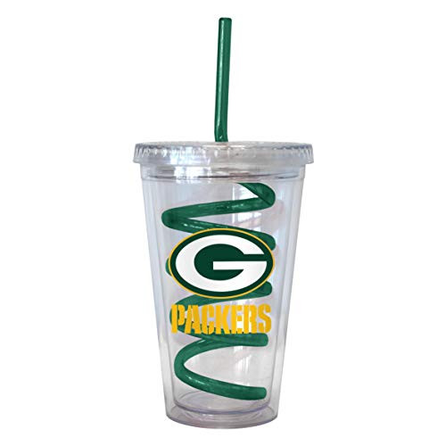 Boelter Brands NFL Green Bay Packers Tumbler with Swirl Straw 16Ounce