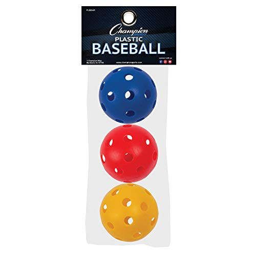 Champion Sports Assorted Color Plastic Baseballs 3 Pack