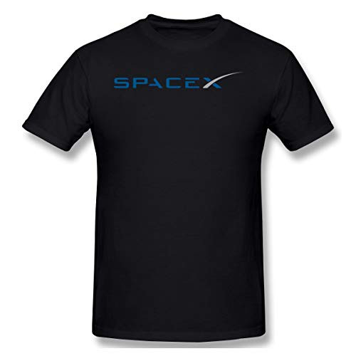 Lapitary Mens TShirt SPACEX Logo Casual Short Sleeve Tee Shirt L Black