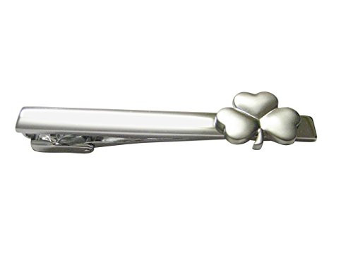 Kiola Designs Silver Toned Shamrock Clover Square Tie Clip
