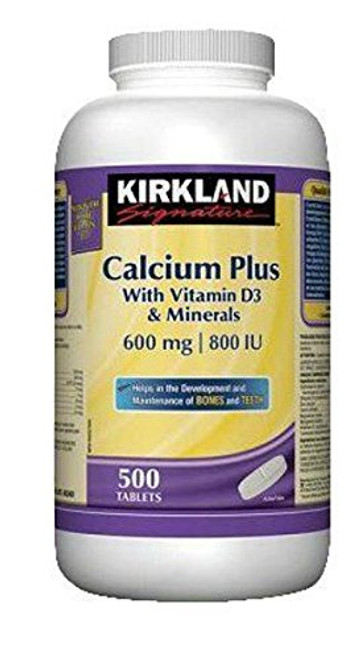 Kirkland Signature Calcium Plus 600 mg 500 Tablets