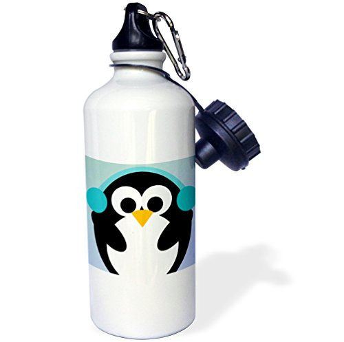 3dRose wb_79276_1 "Christmas Penguin-Cute Whimsical Art" Sports Water Bottle, 21 oz, White