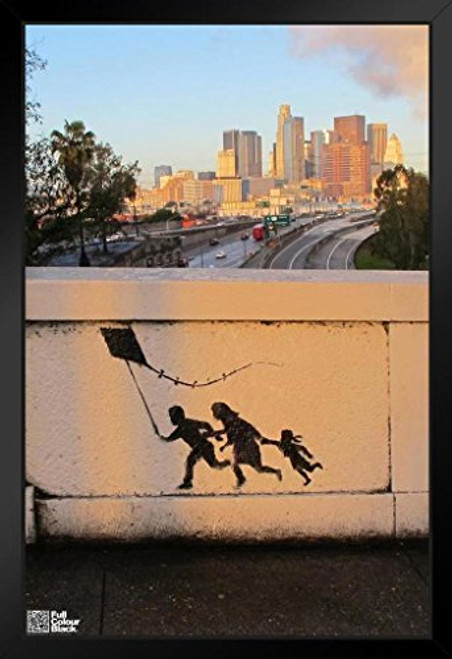 Pyramid America Kite Family Banksy Black Wood Framed Art Poster 14x20 Pyramid America Kite Family Banksy Black Wood Framed Art Poster 14x20