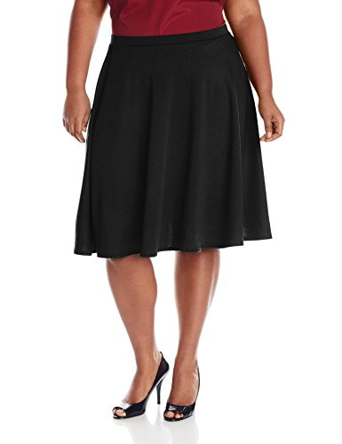 Star Vixen Women s PlusSize Knee Length Full Skater Skirt Black 1X