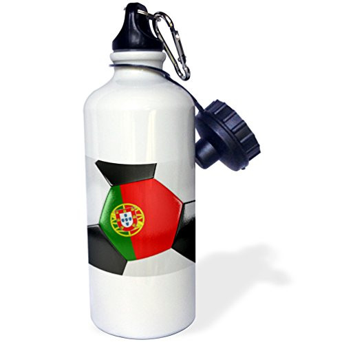 3dRose Portugal Soccer Ball Sports Water Bottle, Multicolor, 21 oz