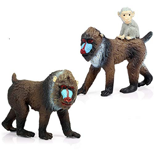 Kolobok  Safari Animals Action Figures  Baboons Family  Zoo Animals Educational Toys  2 pcs