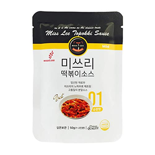 MISSLEE Food TTEOKBOKKI Sauce Korean Foods toppogi Ddeokbokki StirFried Rice Cake Sauce Level 1 Mild and Sweet Pack of 5