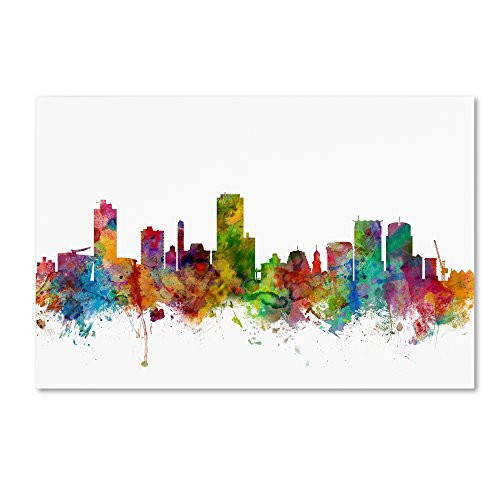 Wellington New Zealand Skyline by Michael Tompsett, 12x19-Inch Canvas Wall Art