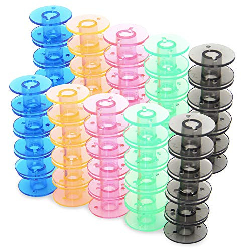 Lainrrew 50 Pcs Plastic Sewing Bobbins Colorful Sewing Machine Bobbins Sewing Thread Bobbins for Sewing Tool