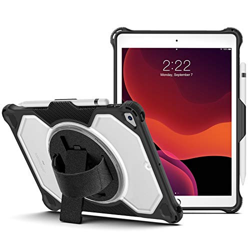 Laisee iPad 8th/7th Generation Case with 360 Rotating StandHand Strap Protective iPad case 8th/7th Gen with Pencil Holder iPad 10 2 Case for New iPad 8th Generation 2020/iPad 7th Generation 2019