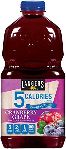 Langers 5 Juice Cocktail Cranberry Grape 64 Ounce Pack of 8