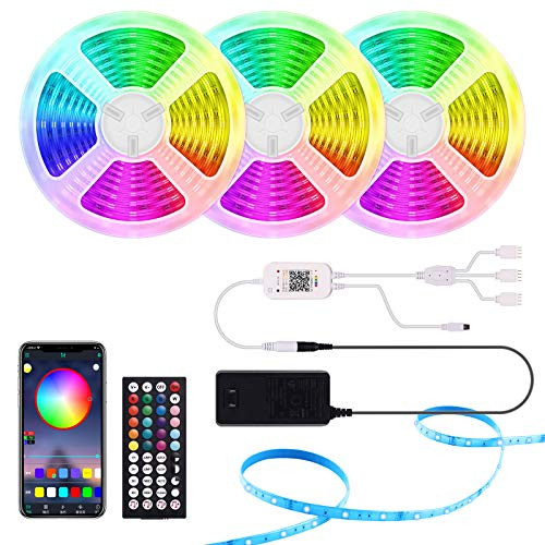 Led Strip Lights 50ft RGB Led Strip Lights 5050 Led Tape Light Color Changing Led Strip Lights with APP Control 44 Key IR Remote Controller for Bedroom Home Lighting TV Backlight Kitchen Bar Led Strip Lights 50ft RGB Led Strip Lights 5050 Led Tape Light Color Changing Led Strip Lights with APP Control 44 Key IR Remote Controller for Bedroom Home Lighting TV Backlight Kitchen Bar