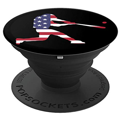 American Flag Baseball Hitter  Cool Baseball PopSockets Grip and Stand for Phones and Tablets