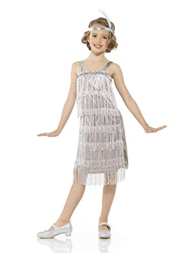Karnival Costumes Flapper Costume Girls 20s Dress with Headband Kids 910 Years Silver X Large