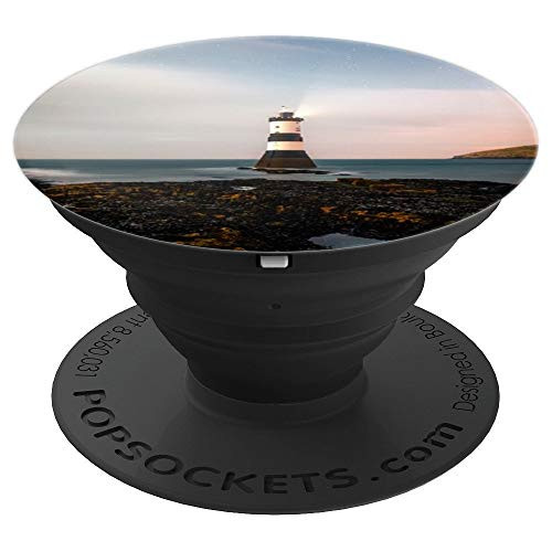 Lighthouse Remote Sky Sunset Rocks Rocky Sea PopSockets Grip and Stand for Phones and Tablets