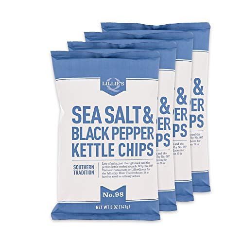 Lillie s Q  Sea Salt  Black Pepper Kettle Chips Salt  Pepper Potato Chips Small Batch Kettle Chips 0 Grams Trans Fat AllNatural Snack Made with GlutenFree Ingredients 5 oz 4Pack