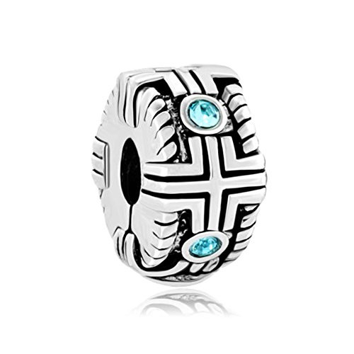 LilyJewelry Blue Clip Lock Spacers Stopper Charm Beads For Bracelets